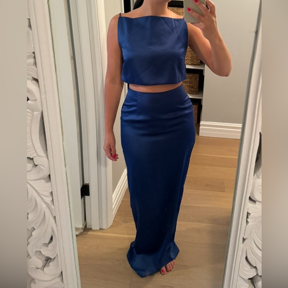 Rumer Oracle Boatneck Gown - Blue, S - Picture 3 of 4